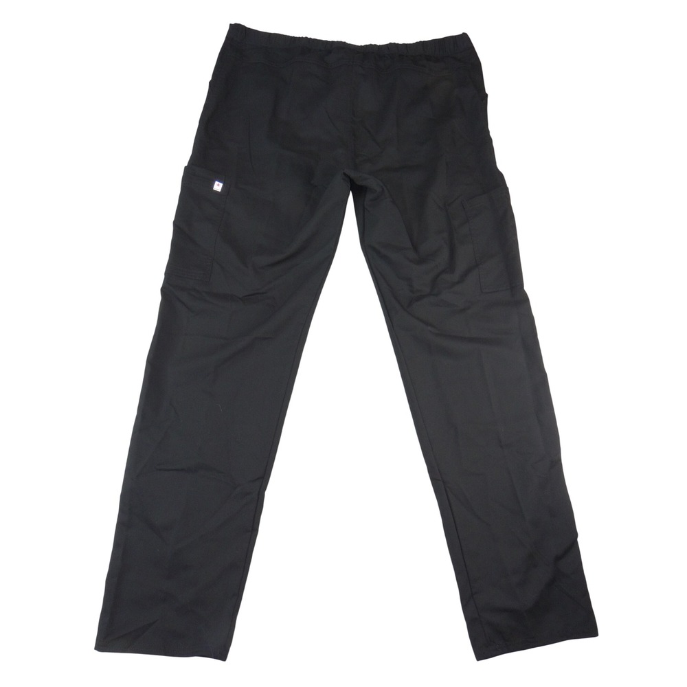Scrubstar Mens XL Black Cargo Scrub Pants Elastic Drawstring Waist